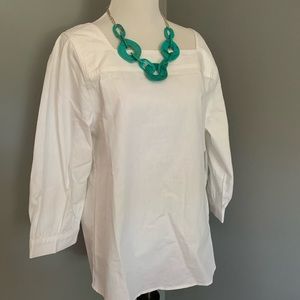 White Square neck pop over top